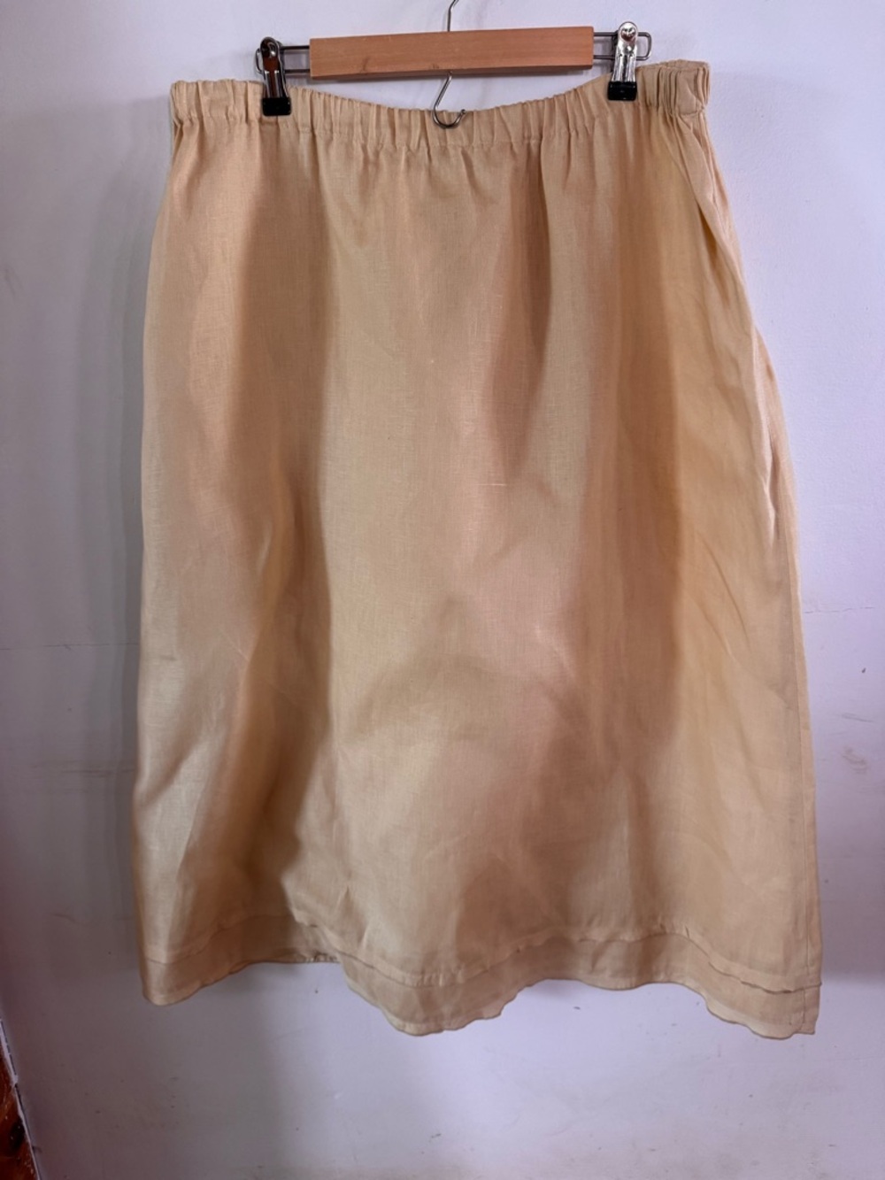 Liz Claiborne Women’s 2X Linen Midi Skirt Classic Career Natural Quiet Luxury - Picture 1 of 6